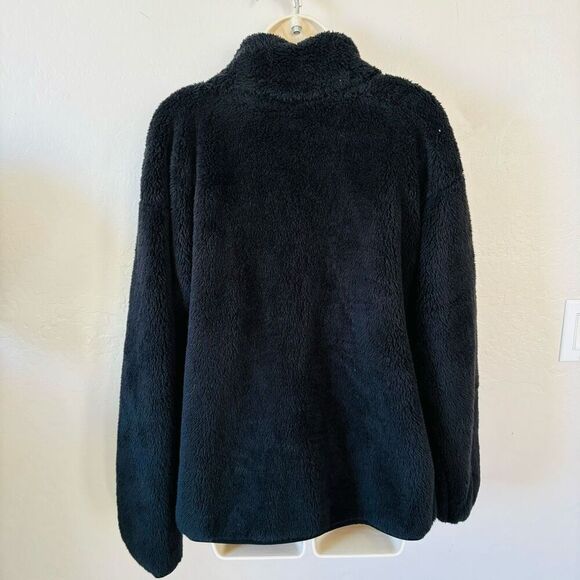 Victoria’s Secret PINK Black Sherpa NWT full zip soft teddy jacket mock neck poc - Picture 3 of 11